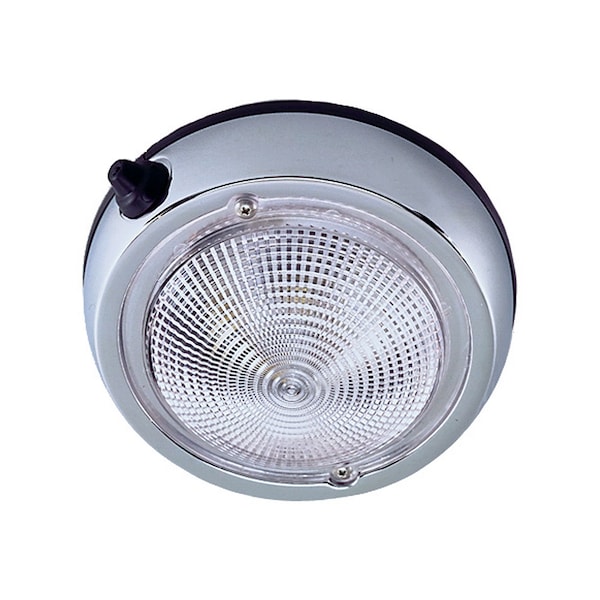 Chrome Pltd Surf Mount 6" O.D.(5" Lens) Dome Light W/